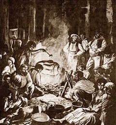 Картинка из французского развлекательного журнала, изображающая цыган во время приготовления человеческого мяса